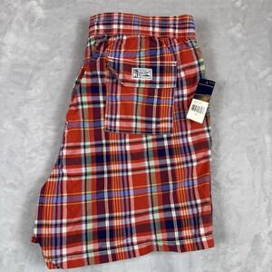 Polo Ralph Lauren Swim Shorts Mens Size XL Red/BluePlaid VTG 5" Inseam Liner NWT